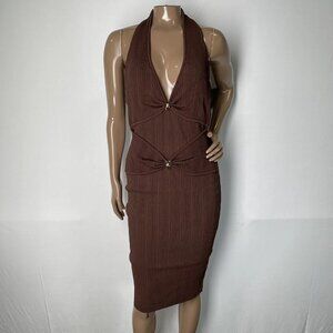 Marciano “Kathleen” Halter V-Neck Sweater Dress – Size 10 (NWT)